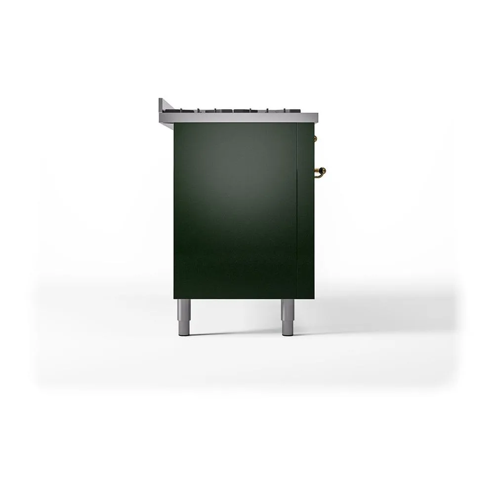 Ilve UN60FQNMPEGG Ilve Un60Fqnmpegg Nostalgie Ii Noblesse 60" Dual Fuel Range (9 Sealed Burners   Griddle, Natural Gas, Solid Door, Emerald Green, Brass)