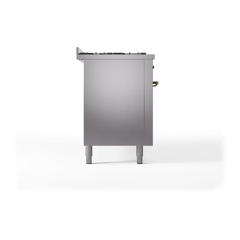 Ilve UN60FQNMPSSBLP Ilve Un60Fqnmpssblp Nostalgie Ii Noblesse 60" Dual Fuel Range (9 Sealed Burners   Griddle, Liquid Propane, Solid Door, Stainless Steel, Burnished)