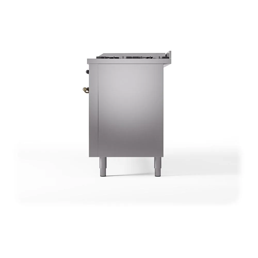 Ilve UN60FQNMPSSBLP Ilve Un60Fqnmpssblp Nostalgie Ii Noblesse 60" Dual Fuel Range (9 Sealed Burners   Griddle, Liquid Propane, Solid Door, Stainless Steel, Burnished)