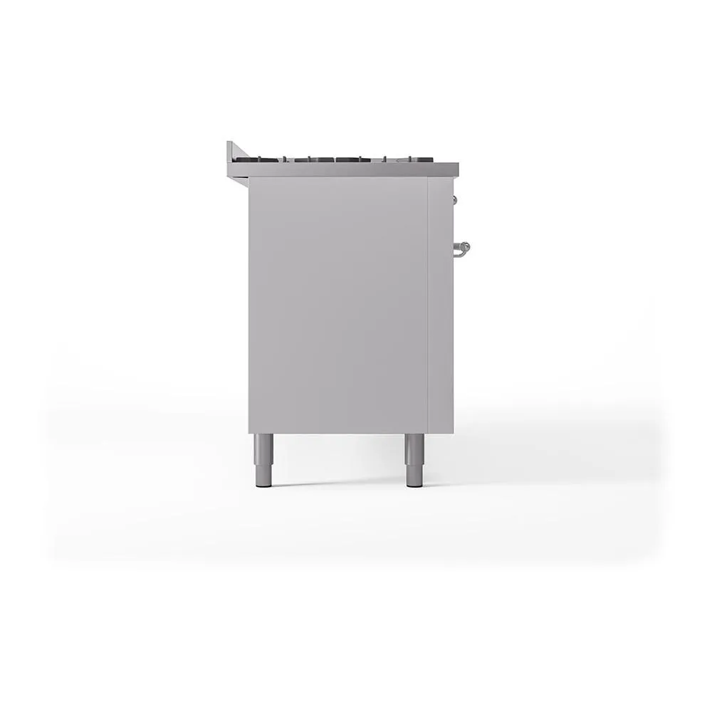 Ilve UN60FQNMPWHC Ilve Un60Fqnmpwhc Nostalgie Ii Noblesse 60" Dual Fuel Range (9 Sealed Burners   Griddle, Natural Gas, Solid Door, White, Chrome)