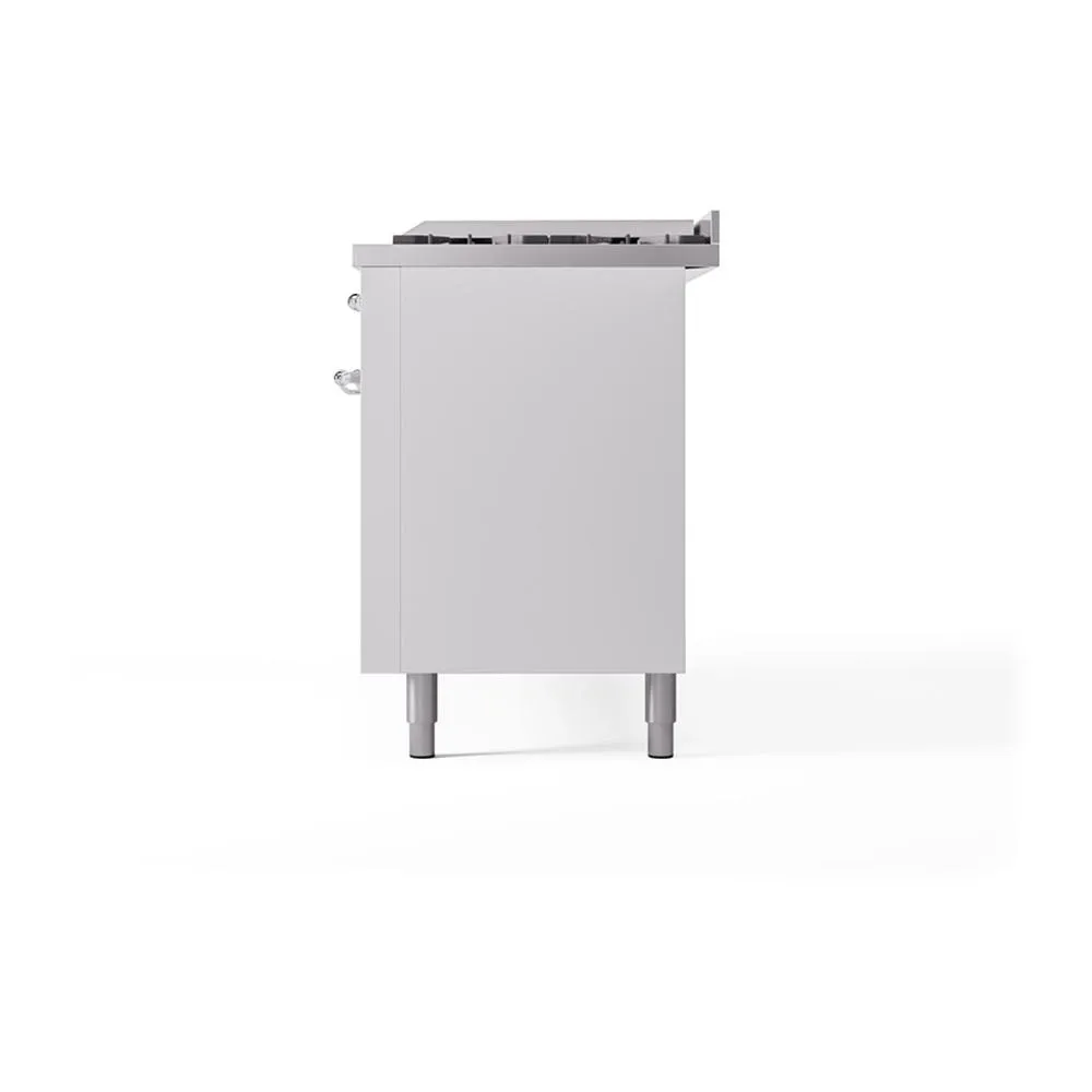 Ilve UN60FQNMPWHC Ilve Un60Fqnmpwhc Nostalgie Ii Noblesse 60" Dual Fuel Range (9 Sealed Burners   Griddle, Natural Gas, Solid Door, White, Chrome)