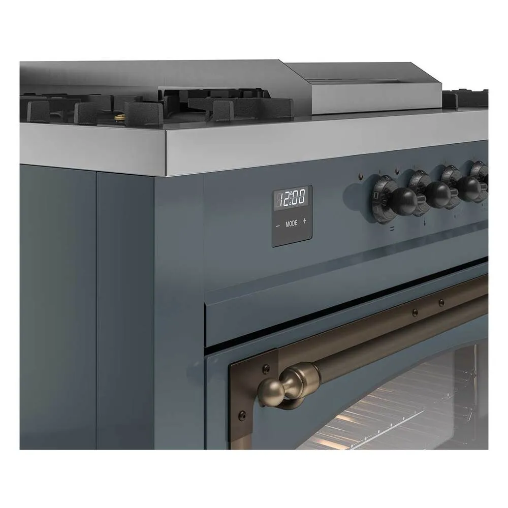 Ilve UN60FSNMPBGBLP Ilve Un60Fsnmpbgblp Nostalgie Ii Noblesse 60" Dual Fuel Range (7 Sealed Burners   Griddle   French Top, Liquid Propane, Triple Glass Door, Blue Grey, Burnished)