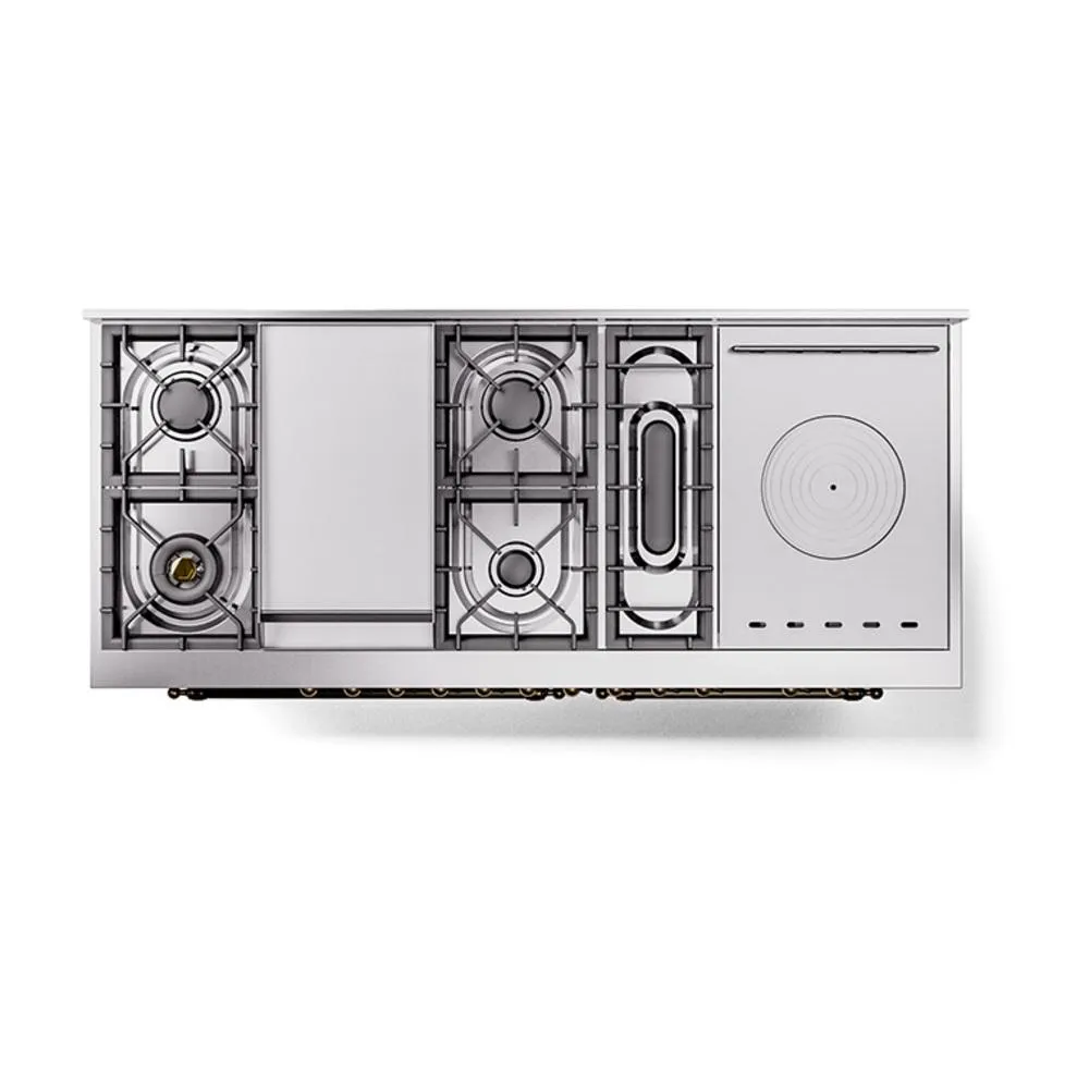 Ilve UN60FSNMPEGBLP Ilve Un60Fsnmpegblp Nostalgie Ii Noblesse 60" Dual Fuel Range (7 Sealed Burners   Griddle   French Top, Liquid Propane, Triple Glass Door, Emerald Green, Burnished)