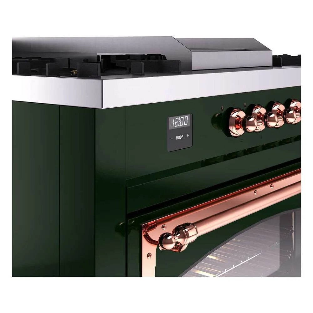 Ilve UN60FSNMPEGP Ilve Un60Fsnmpegp Nostalgie Ii Noblesse 60" Dual Fuel Range (7 Sealed Burners   Griddle   French Top, Natural Gas, Triple Glass Door, Emerald Green, Copper)