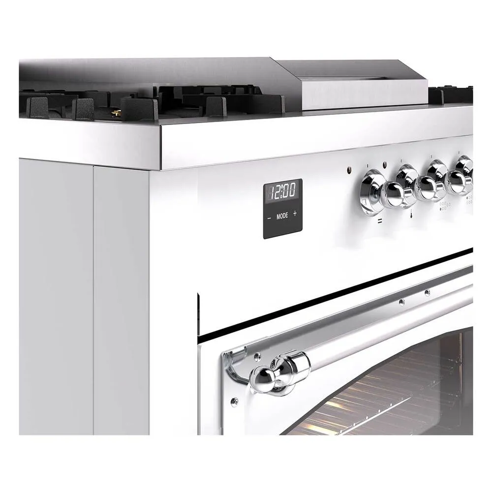 Ilve UN60FSNMPRAC Ilve Un60Fsnmprac Nostalgie Ii Noblesse 60" Dual Fuel Range (7 Sealed Burners   Griddle   French Top, Natural Gas, Triple Glass Door, Ral, Chrome)