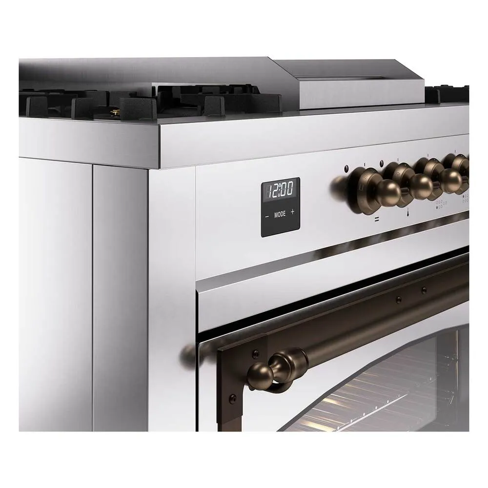 Ilve UN60FSNMPSSB Ilve Un60Fsnmpssb Nostalgie Ii Noblesse 60" Dual Fuel Range (7 Sealed Burners   Griddle   French Top, Natural Gas, Triple Glass Door, Stainless Steel, Burnished)