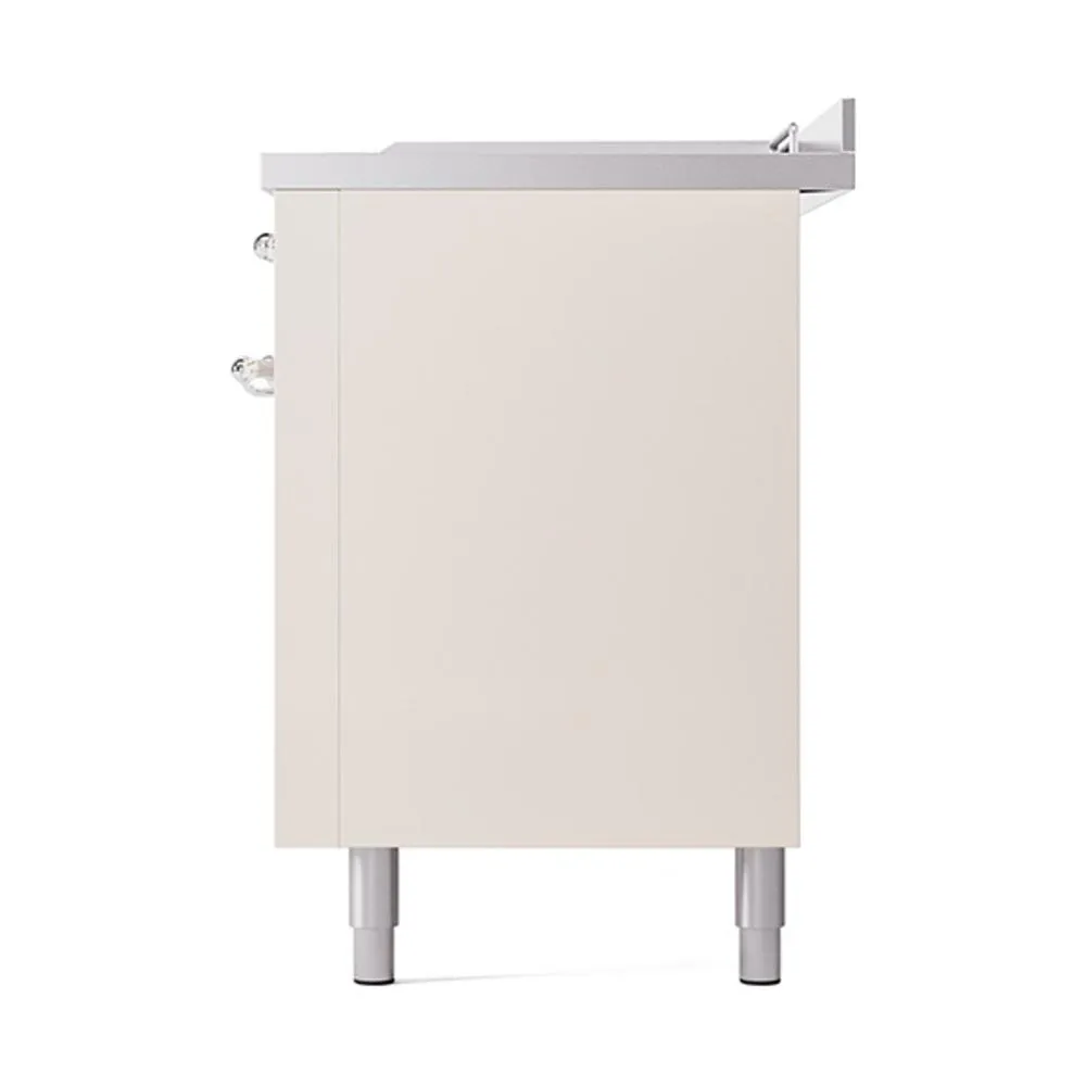 Ilve UN60FSQNMPAWC Ilve Un60Fsqnmpawc Nostalgie Ii Noblesse 60" Dual Fuel Range (7 Sealed Burners   Griddle   French Top, Natural Gas, Solid Door, Antique White, Chrome)