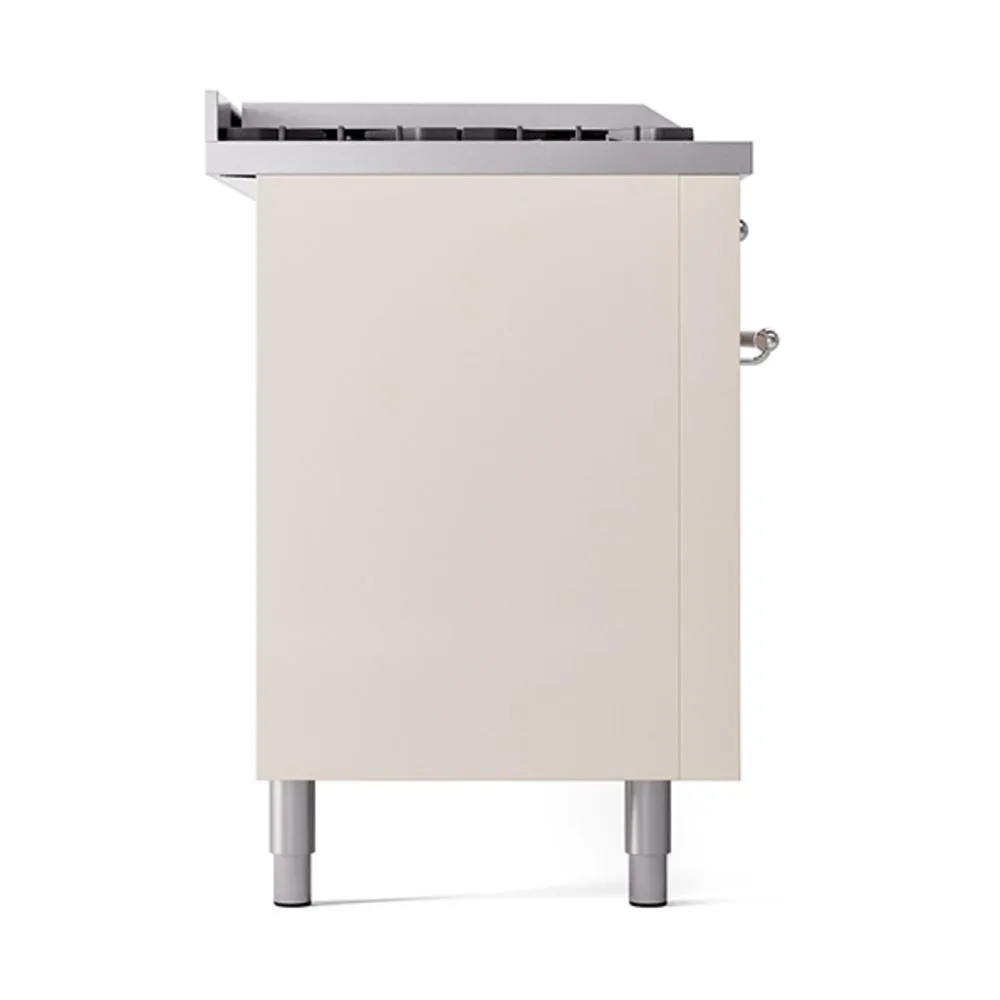 Ilve UN60FSQNMPAWC Ilve Un60Fsqnmpawc Nostalgie Ii Noblesse 60" Dual Fuel Range (7 Sealed Burners   Griddle   French Top, Natural Gas, Solid Door, Antique White, Chrome)