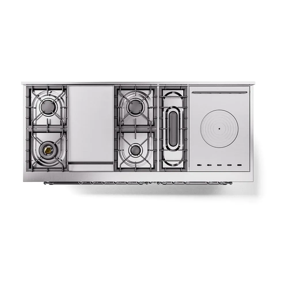 Ilve UN60FSQNMPBKCLP Ilve Un60Fsqnmpbkclp Nostalgie Ii Noblesse 60" Dual Fuel Range (7 Sealed Burners   Griddle   French Top, Liquid Propane, Solid Door, Glossy Black, Chrome)