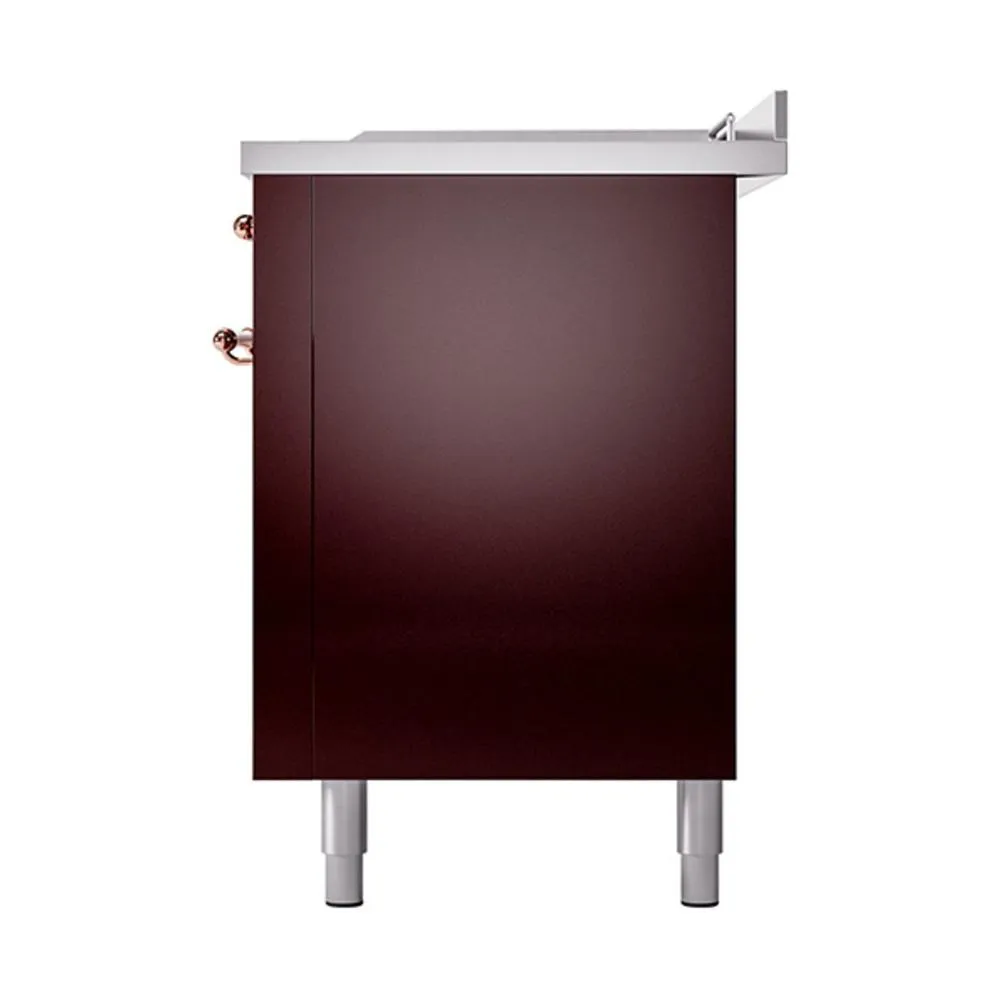 Ilve UN60FSQNMPBUP Ilve Un60Fsqnmpbup Nostalgie Ii Noblesse 60" Dual Fuel Range (7 Sealed Burners   Griddle   French Top, Natural Gas, Solid Door, Burgundy, Copper)