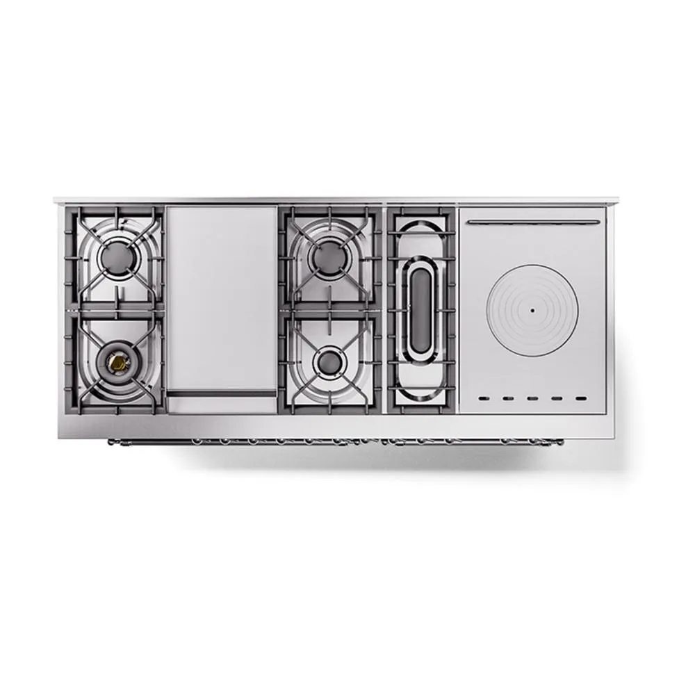 Ilve UN60FSQNMPEGC Ilve Un60Fsqnmpegc Nostalgie Ii Noblesse 60" Dual Fuel Range (7 Sealed Burners   Griddle   French Top, Natural Gas, Solid Door, Emerald Green, Chrome)