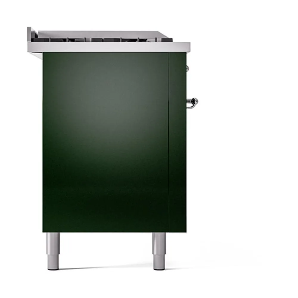 Ilve UN60FSQNMPEGCLP Ilve Un60Fsqnmpegclp Nostalgie Ii Noblesse 60" Dual Fuel Range (7 Sealed Burners   Griddle   French Top, Liquid Propane, Solid Door, Emerald Green, Chrome)