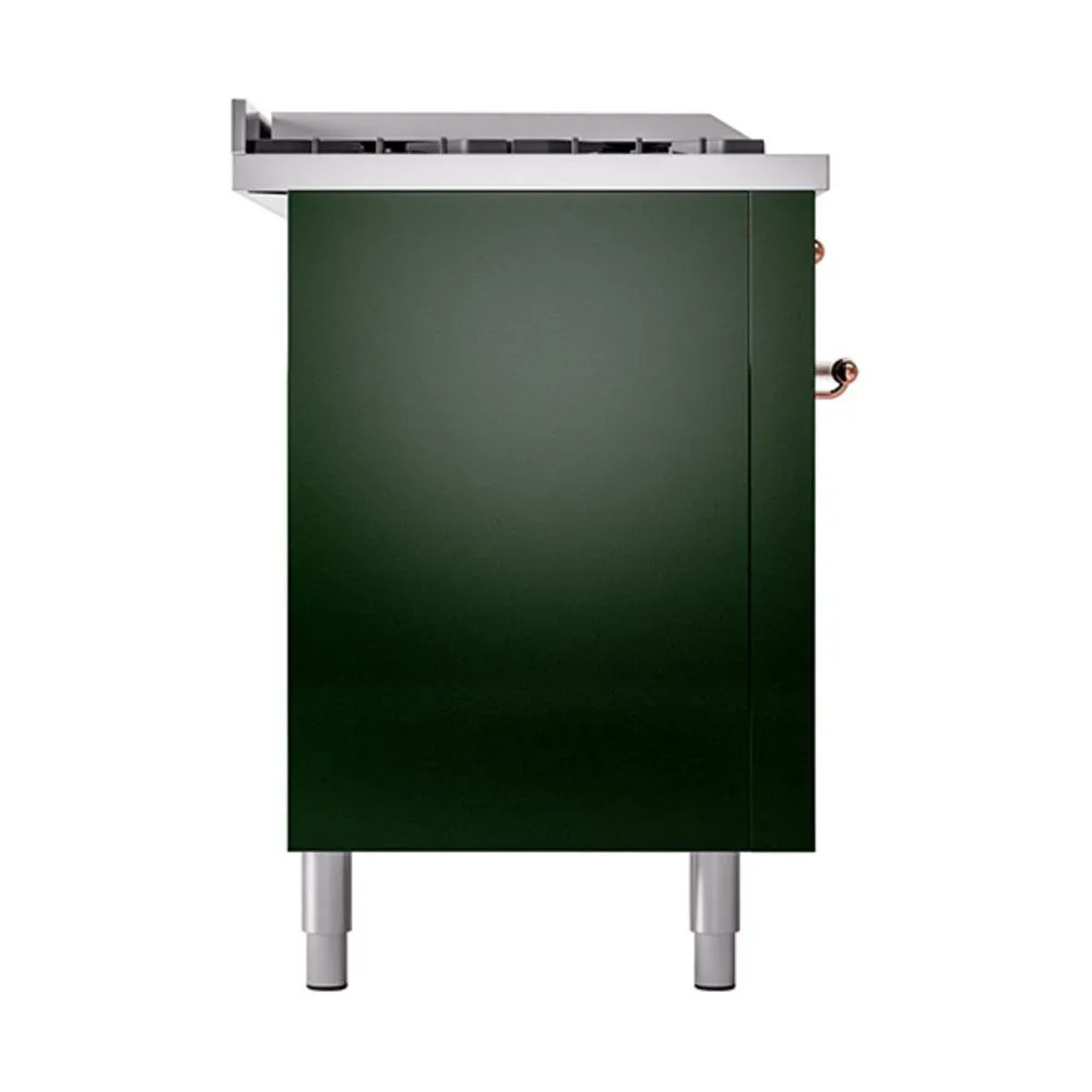Ilve UN60FSQNMPEGP Ilve Un60Fsqnmpegp Nostalgie Ii Noblesse 60" Dual Fuel Range (7 Sealed Burners   Griddle   French Top, Natural Gas, Solid Door, Emerald Green, Copper)