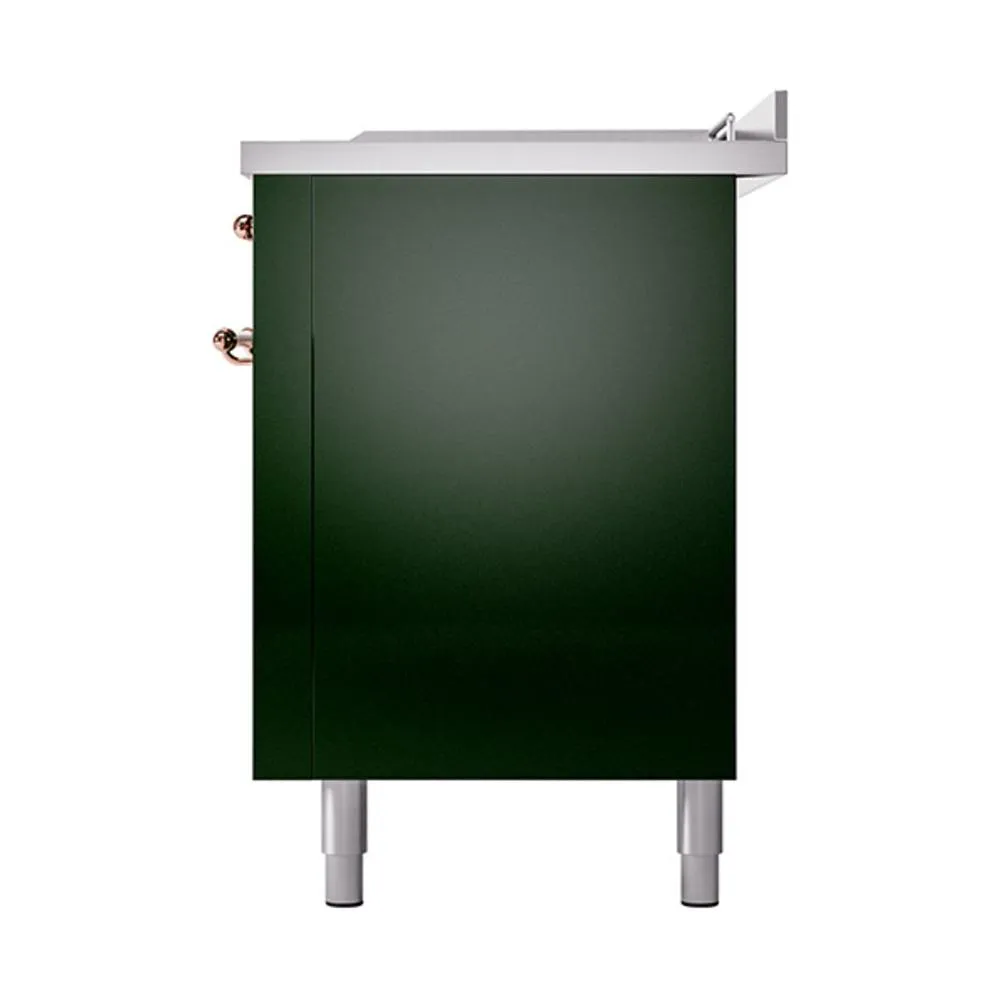 Ilve UN60FSQNMPEGP Ilve Un60Fsqnmpegp Nostalgie Ii Noblesse 60" Dual Fuel Range (7 Sealed Burners   Griddle   French Top, Natural Gas, Solid Door, Emerald Green, Copper)