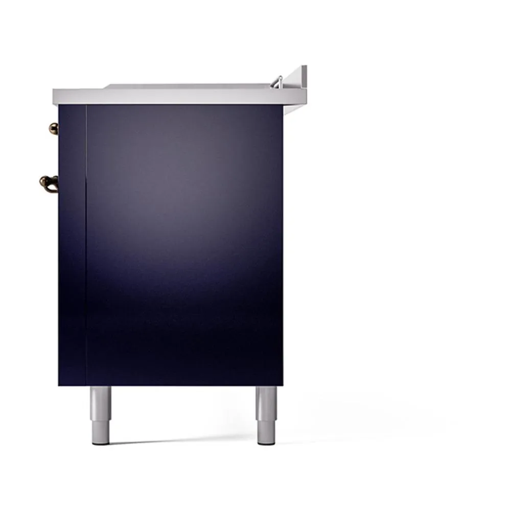Ilve UN60FSQNMPMBB Ilve Un60Fsqnmpmbb Nostalgie Ii Noblesse 60" Dual Fuel Range (7 Sealed Burners   Griddle   French Top, Natural Gas, Solid Door, Midnight Blue, Burnished)