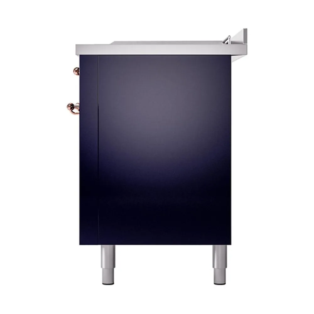 Ilve UN60FSQNMPMBP Ilve Un60Fsqnmpmbp Nostalgie Ii Noblesse 60" Dual Fuel Range (7 Sealed Burners   Griddle   French Top, Natural Gas, Solid Door, Midnight Blue, Copper)