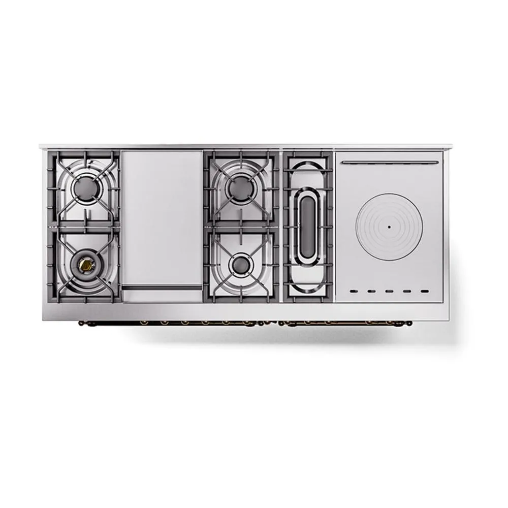 Ilve UN60FSQNMPMGB Ilve Un60Fsqnmpmgb Nostalgie Ii Noblesse 60" Dual Fuel Range (7 Sealed Burners   Griddle   French Top, Natural Gas, Solid Door, Graphite Matte, Burnished)