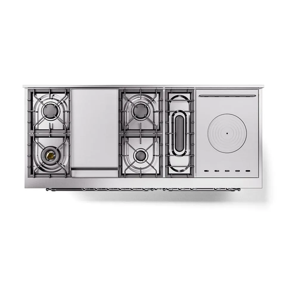 Ilve UN60FSQNMPMGCLP Ilve Un60Fsqnmpmgclp Nostalgie Ii Noblesse 60" Dual Fuel Range (7 Sealed Burners   Griddle   French Top, Liquid Propane, Solid Door, Graphite Matte, Chrome)