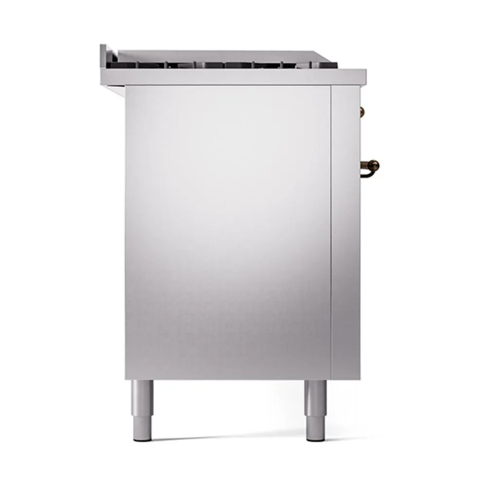 Ilve UN60FSQNMPSSB Ilve Un60Fsqnmpssb Nostalgie Ii Noblesse 60" Dual Fuel Range (7 Sealed Burners   Griddle   French Top, Natural Gas, Solid Door, Stainless Steel, Burnished)