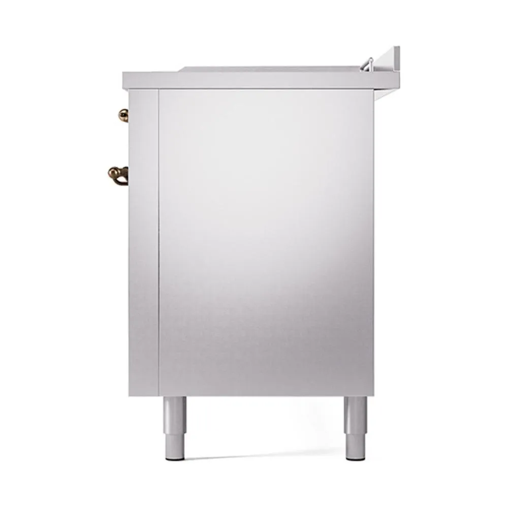 Ilve UN60FSQNMPSSB Ilve Un60Fsqnmpssb Nostalgie Ii Noblesse 60" Dual Fuel Range (7 Sealed Burners   Griddle   French Top, Natural Gas, Solid Door, Stainless Steel, Burnished)