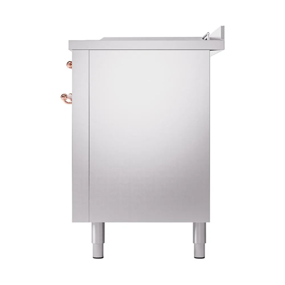 Ilve UN60FSQNMPSSP Ilve Un60Fsqnmpssp Nostalgie Ii Noblesse 60" Dual Fuel Range (7 Sealed Burners   Griddle   French Top, Natural Gas, Solid Door, Stainless Steel, Copper)