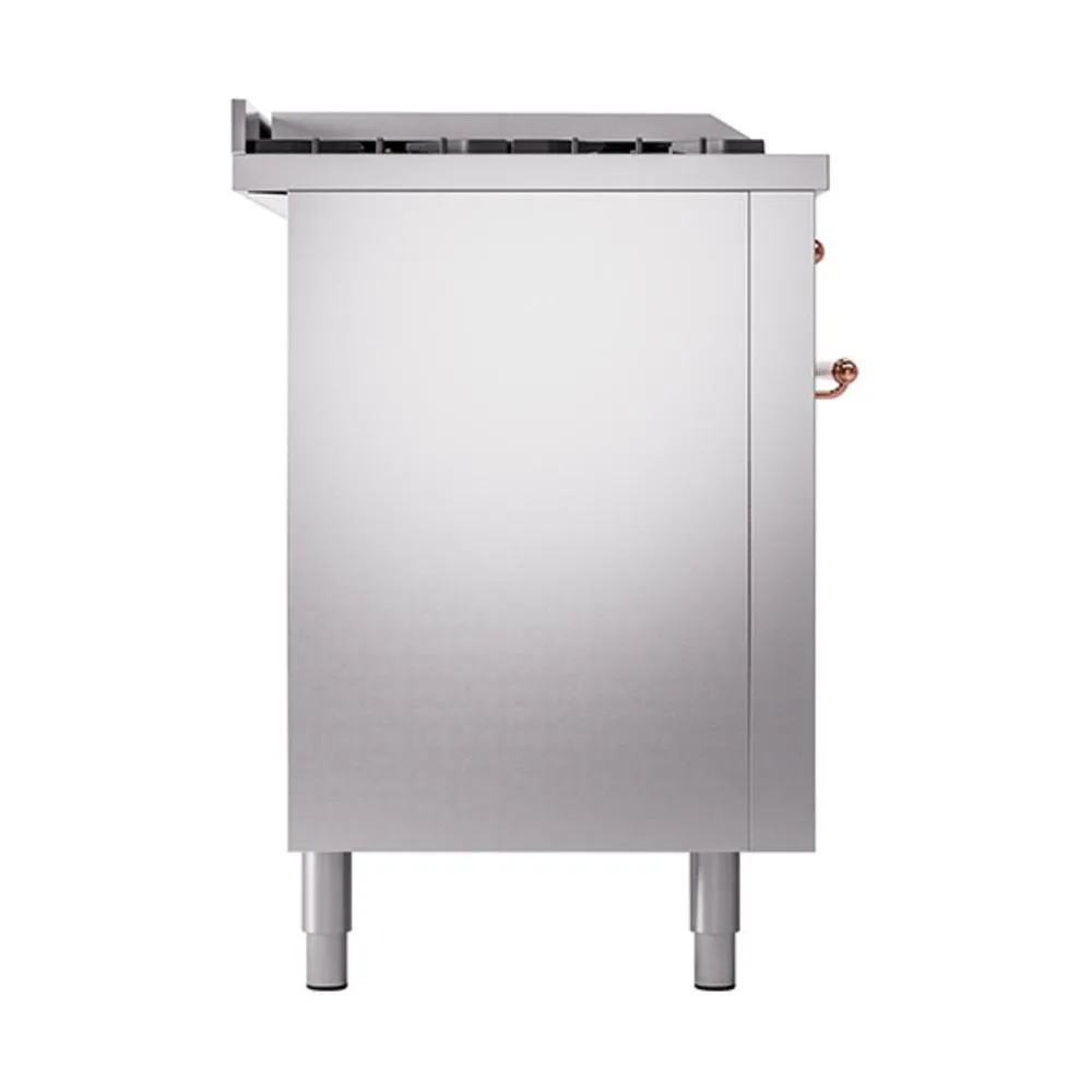 Ilve UN60FSQNMPSSP Ilve Un60Fsqnmpssp Nostalgie Ii Noblesse 60" Dual Fuel Range (7 Sealed Burners   Griddle   French Top, Natural Gas, Solid Door, Stainless Steel, Copper)