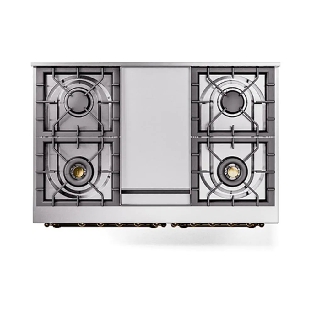 Ilve UND40FNMPBGBLP Ilve Und40Fnmpbgblp Nostalgie Ii Noblesse 40" Dual Fuel Range (Liquid Propane, Triple Glass Door, Blue Grey, Burnished)