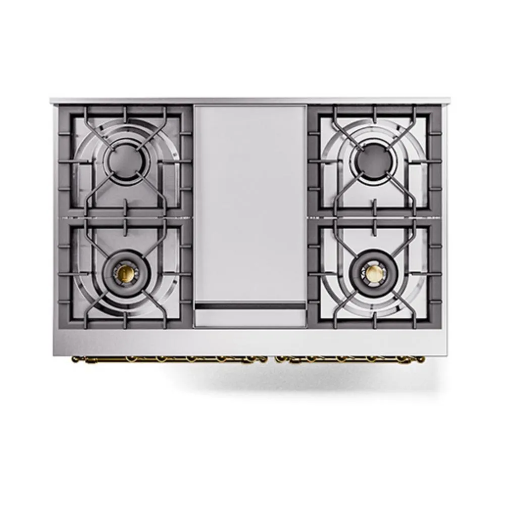 Ilve UND40FNMPEGG Ilve Und40Fnmpegg Nostalgie Ii Noblesse 40" Dual Fuel Range (Natural Gas, Triple Glass Door, Emerald Green, Brass)