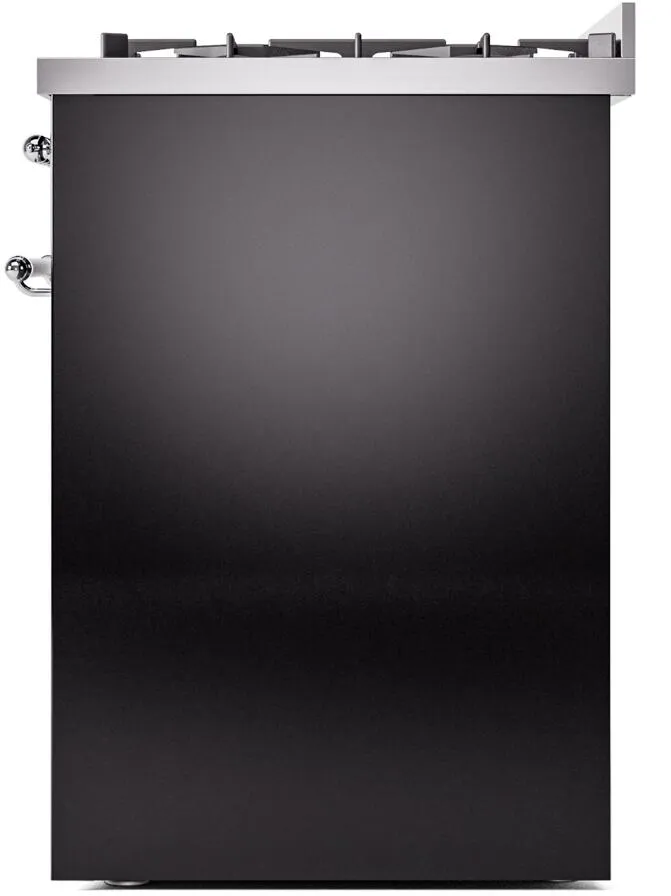 Ilve UP30NMPBKCLP Nostalgie Ii 30 Inch Dual Fuel Liquid Propane Freestanding Range In Glossy Black With Chrome Trim