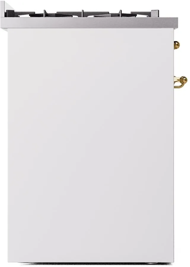 Ilve UP30NMPWHG Nostalgie Ii 30 Inch Dual Fuel Natural Gas Freestanding Range In White With Brass Trim
