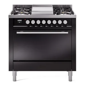 Ilve UP36FQMPBK Professional Plus Ii 36 Inch Dual Fuel Natural Gas Freestanding Range In With Trim