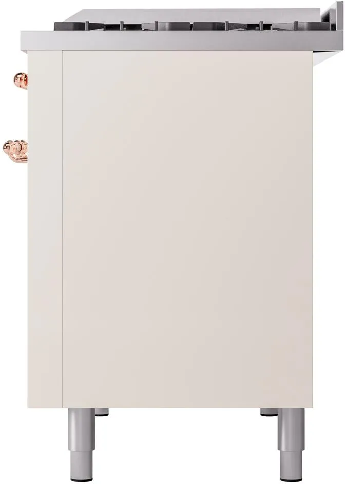 Ilve UP48FNMPAWP Nostalgie Ii 48 Inch Dual Fuel Natural Gas Freestanding Range In Antique White With Copper Trim