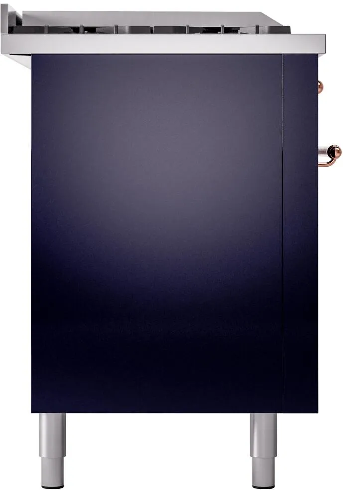 Ilve UP60FSNMPMBPLP Nostalgie Ii 60 Inch Dual Fuel Liquid Propane Freestanding Range In Blue With Copper Trim