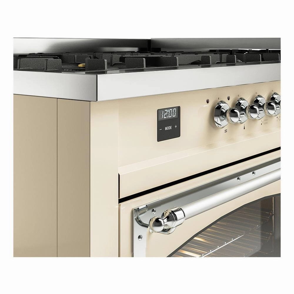 Ilve UN60FNMPAWC Ilve Un60Fnmpawc Nostalgie Ii Noblesse 60" Dual Fuel Range (9 Sealed Burners   Griddle, Natural Gas, Triple Glass Door, Antique White, Chrome)