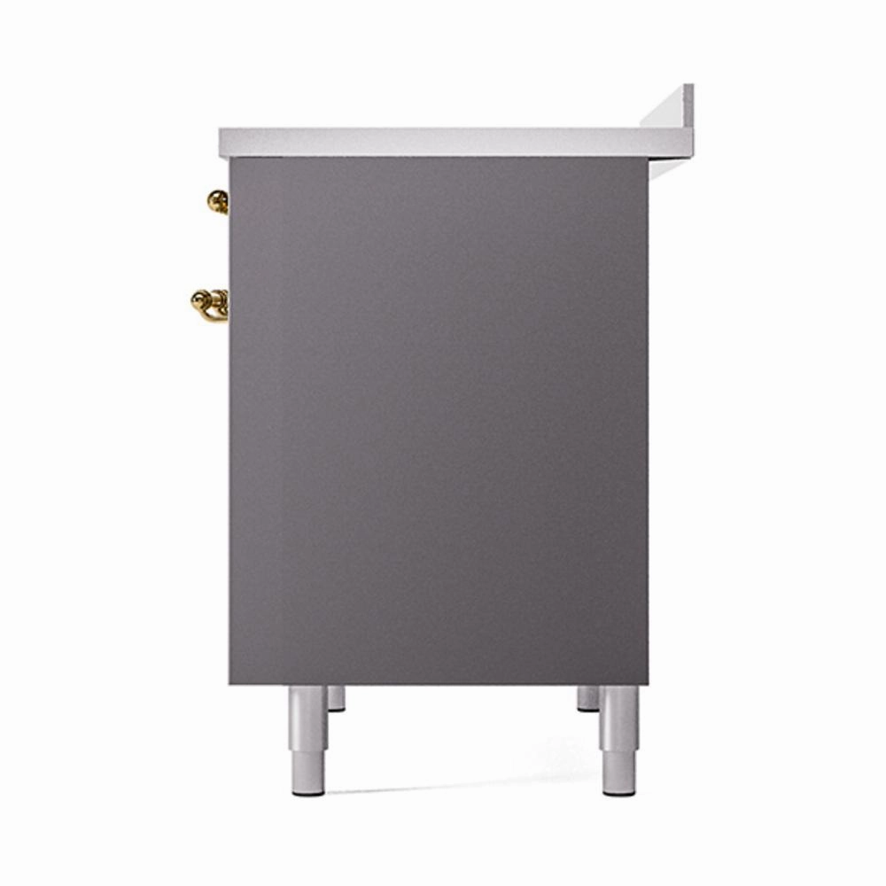 Ilve UNDI406QNMPMGG Ilve Undi406Qnmpmgg Nostalgie Ii Noblesse 40" Induction Range (Solid Door, Graphite Matte, Brass)