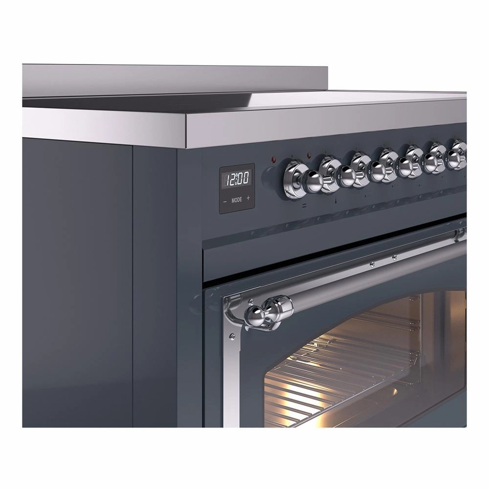 Ilve UNI486NMPBGC Ilve Uni486Nmpbgc Nostalgie Ii Noblesse 48" Induction Range (Triple Glass Door, Blue Grey, Chrome)