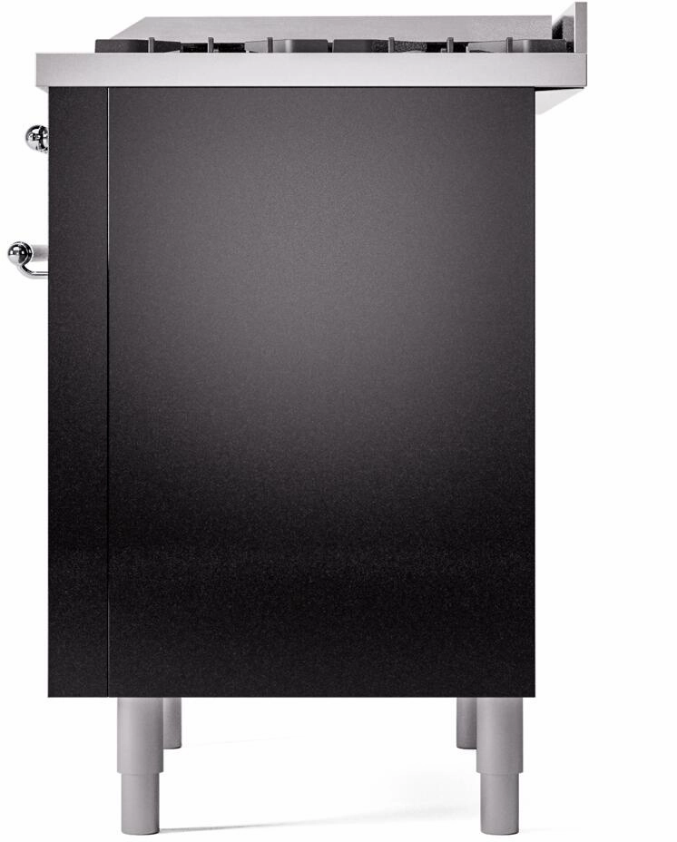 Ilve UP36FNMPBKCLP Nostalgie Ii 36 Inch Dual Fuel Liquid Propane Freestanding Range In Glossy Black With Chrome Trim