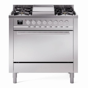 Ilve UP36FQMPSS Professional Plus Ii 36 Inch Dual Fuel Natural Gas Freestanding Range In With Trim