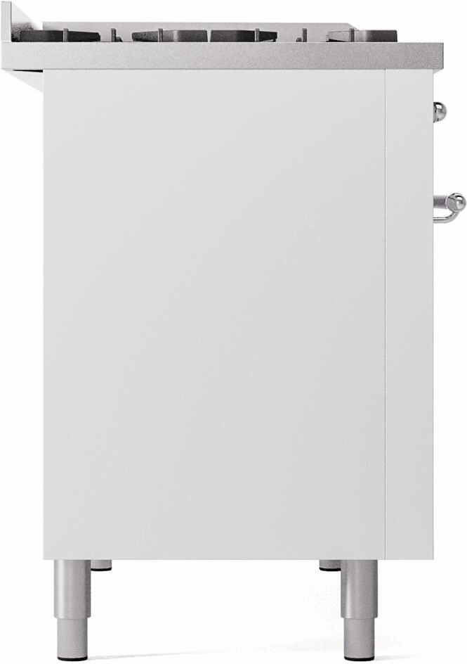 Ilve UP48FNMPWHC Nostalgie Ii 48 Inch Dual Fuel Natural Gas Freestanding Range In White With Chrome Trim