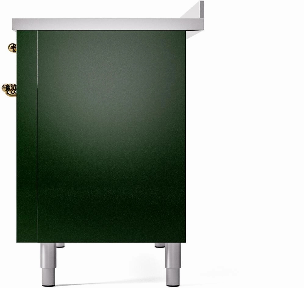 Ilve UPI486NMPEGG Nostalgie Ii 48 Inch Electric Freestanding Range In Emerald Green With Brass Trim