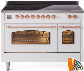 Ilve UPI486NMPRAP Nostalgie Ii 48 Inch Electric Freestanding Range In Ral Custom Color With Copper Trim