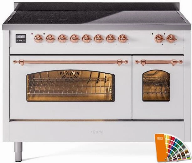 Ilve UPI486NMPRAP Nostalgie Ii 48 Inch Electric Freestanding Range In Ral Custom Color With Copper Trim