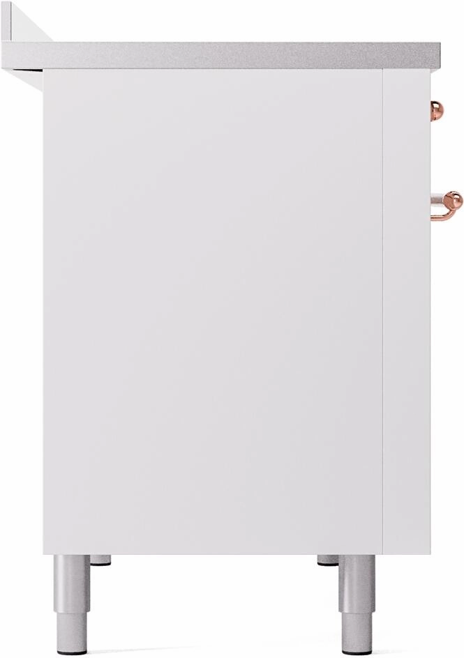 Ilve UPI486NMPWHP Nostalgie Ii 48 Inch Electric Freestanding Range In White With Copper Trim