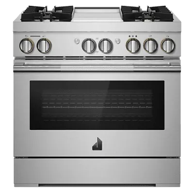 Jennair JDSP536HL Rise 36" Dual-Fuel Professional Range With Chrome-Infused Griddle And Steam Assist