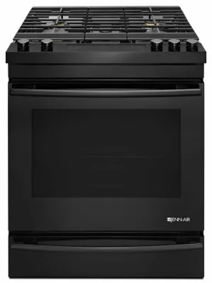 Jennair JGS1450FB Black Floating Glass 30" Slide-In Gas Range - Black