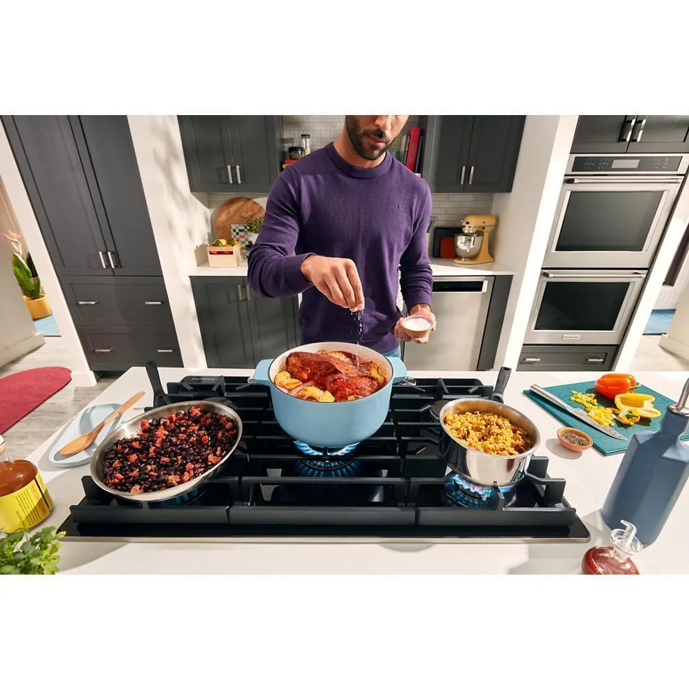 Kitchenaid KCGG536PBL 36" Gas-On-Glass Cooktop