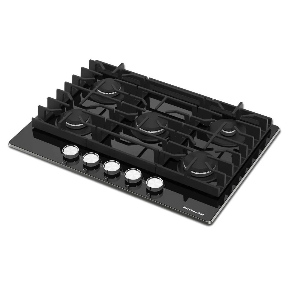 Kitchenaid KCGG536PBL 36" Gas-On-Glass Cooktop