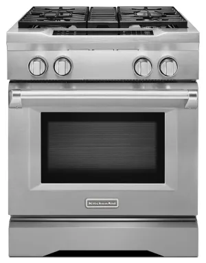 Kitchenaid KDRS407VSS 30'' 4-Burner Dual Fuel Freestanding Range, Commercial-Style Stainless Steel