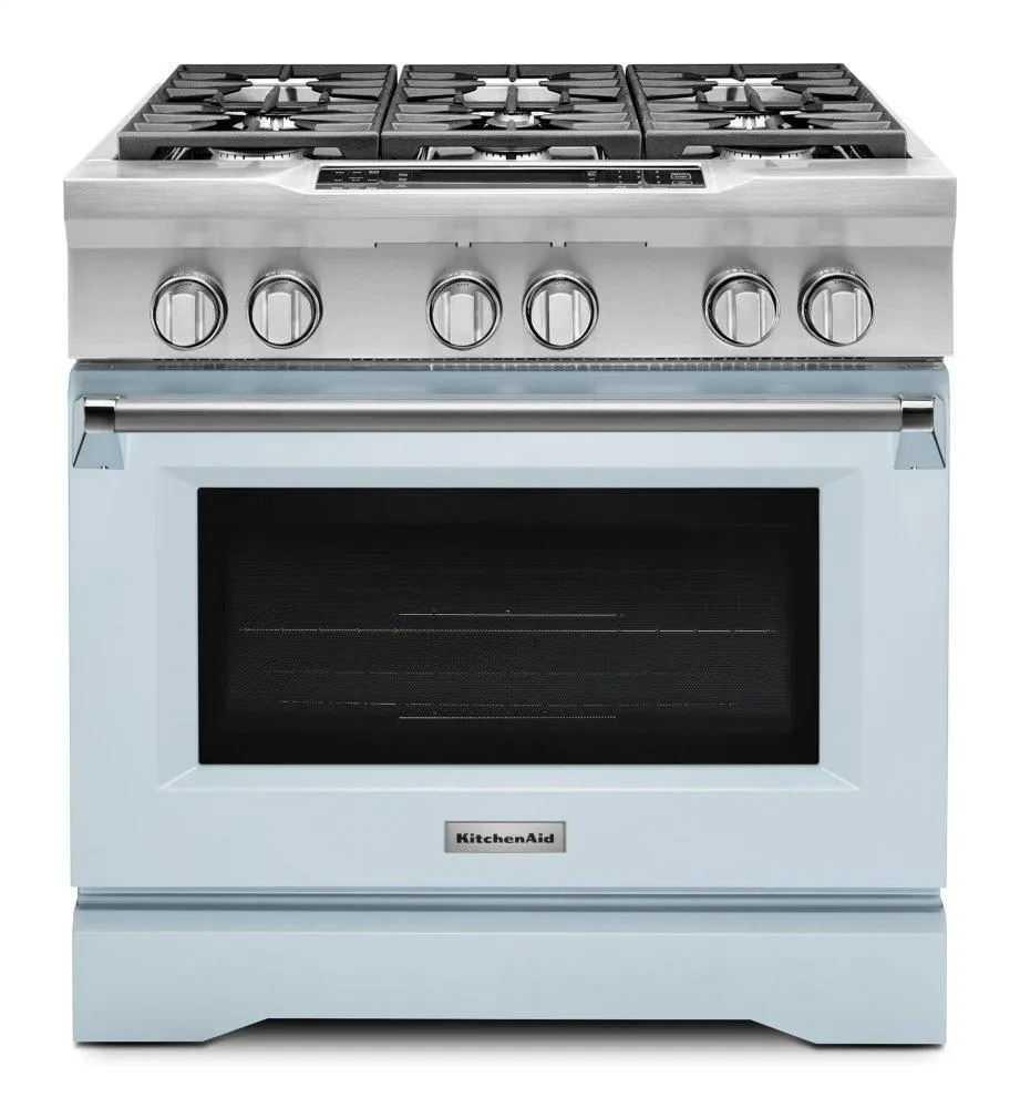 Kitchenaid KDRS467VMB Limited Edition Kitchenaid 36'' 6-Burner Dual Fuel Freestanding Range, Commercial-Style - Misty Blue