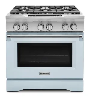 Kitchenaid KDRS467VMB Limited Edition Kitchenaid 36'' 6-Burner Dual Fuel Freestanding Range, Commercial-Style - Misty Blue